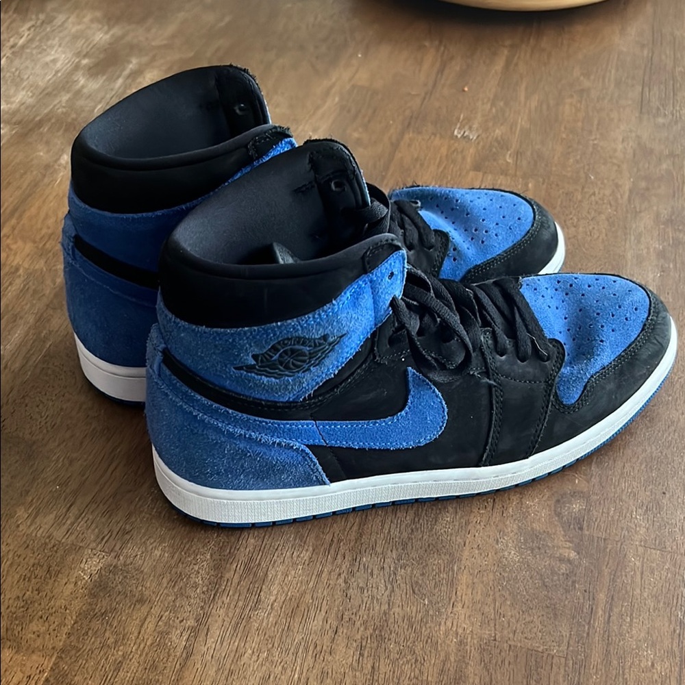 Blue Suede and Black Nike Air Jordan High-Top Sneakers